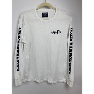 Abercrombie & Fitch‎ Mens Size Small Long Sleeve T-Shirt Navy Logo Graphic Y2K